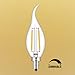 CRLight 2W Dimmable 25W Equivalent LED Candelabra Bulb 2700K Warm White 250LM, E12 Chandelier LED Candle Bulbs, C35 Clear Glass Flame Shape Bent Tip, 6 Pack