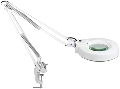 10X Daywhite Desk Fluorescent Magnifier Lamp Light Workplace Lamp,Magnifying Beauty Skincare Manicure Nail Tattoo Salon for Cosmetic Salons, Practices, Hobbyists, Reading Aid(Cyan Glass)