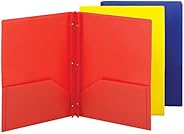 Smead Poly Two-Pocket Folder, Three-Hole Punch Prong Fasteners, Letter Size, Assorted Colors, 3 per Pack (8773