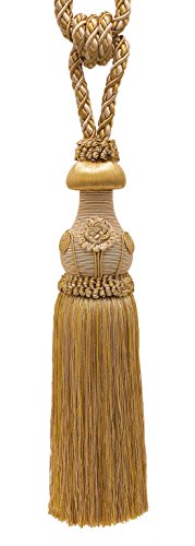 Decorative Gold Curtain & Drapery Tassel Tieback /12â€ tassel, 32â€ Spread (embrace), 7/16â€ Cord, Baroque Collection Style# TBBL-1 Color: GOLD MEDLEY 8633
