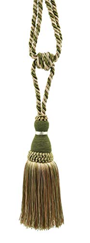 DÉCOPRO Elegant Olive Green, Light Gold, White Curtain & Drapery Tassel Tieback / 8 Inch Tassel, 30 Inch Spread (Embrace) Style# TBH8 - Olive Garden 010 - Thumbnail 3