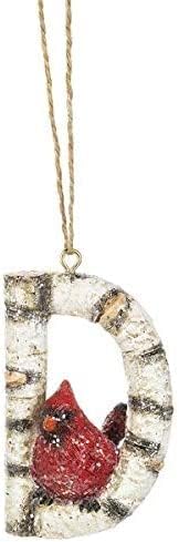 Ornaments - Cardinal Initial Christmas Tree Ornament Letter with Cardinal Birds on Birch Christmas Tree Decorations-Keepsake for Family (Letter D)