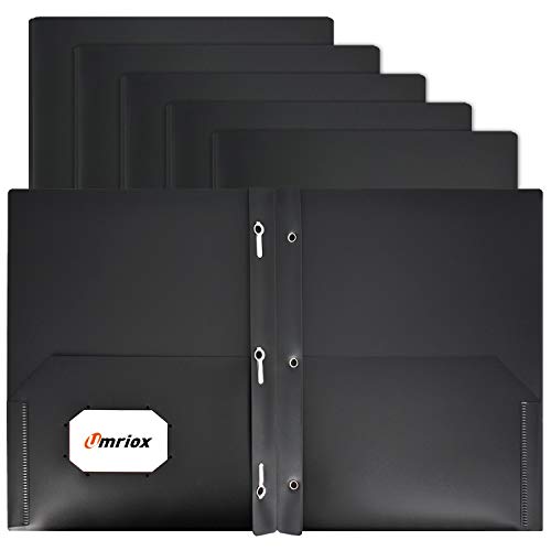 Umriox-6-Pack-Plastic-Two-Pocket-Folders-with-Prongs-Letter-Size-Plastic-Folders-with-Pockets-for-School-Work-Home-Documents-Office-File-Black