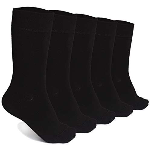 Hugh Ugoli Kids Bamboo School Socks | Crew School Socks for Girls & Boys, Comfort Seam, 5 Pairs, Black, 6-8 Years - Thumbnail 4