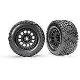 TRAXXAS Tires &amp; wheels, assembled, glued (XRT&trade; Race black wheels, Gravix&trade; tires, foam inserts) (left &amp; right)