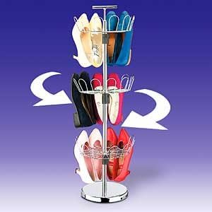 REVOLVING CHROME SHOE ORGANIZER