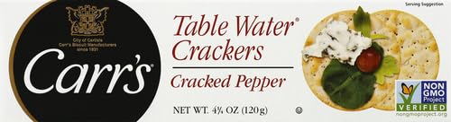 CARR’S TABLE WATER CRACKERS, CRACKED PEPPER, 4.25 OZ