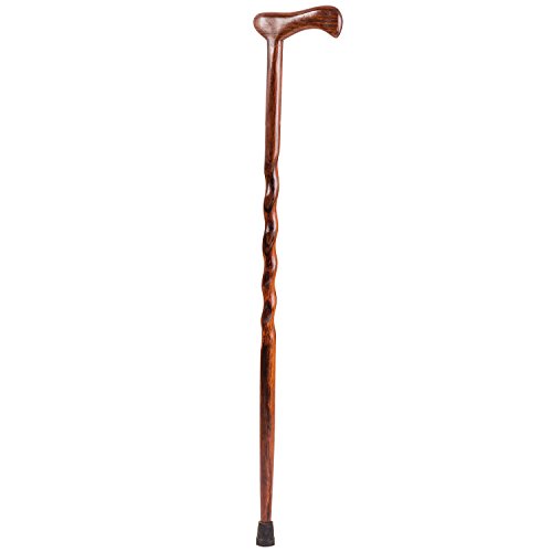 Brazos Twisted Cocobolo Exotic Wood Walking Cane, 37 Inch, Made in the USA