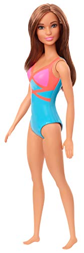Barbie GHW40 - Beach Puppe (brünett), mit Badeanzug in Blau, Pink und Orange, Spielzeug für Kinder von 3 bis 7 Jahren – Bild 6