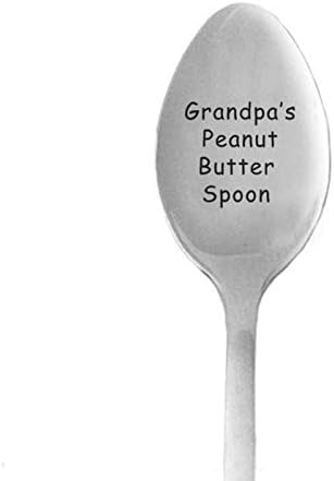 Family Peanut Butter Spoon, Letter Engraved Spoon Birthday Christmas Gifts Spoon for Mom Dad Brother Sister Grandpa Grandma