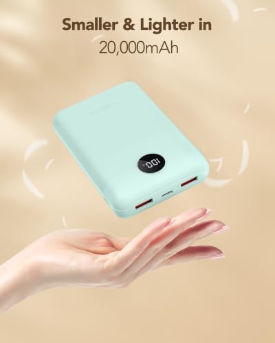 20000mAh Batería Externa Power Bank - Batería Portátil con Carga Rápida 22.5W QC3.0, USB-C Entrada y Salida para iPhone, Android, Tablets y Más (Verde Jade)