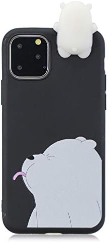 3D Soft Silicone TPU Case Coque for iPhone 11 Case Cute Cat Panda Bear Cartoon Case for iPhone 11 Pro Max Cover-in Half,for iPhone 11 Pro,Black Bear