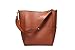 S-ZONE Women Vintage Genuine Leather Bucket Tote Shoulder Bag Hobo Handbag Purse