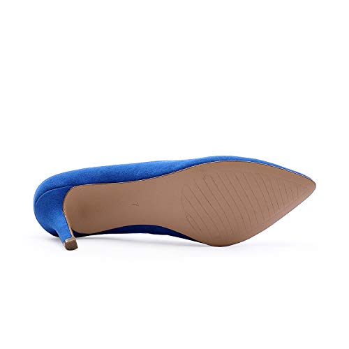 TIHOO Women's Classic Pointed Toe High Heel Dress Pumps Slip On Basic Shoes (8 M US, Blue)