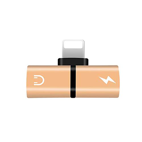Headphone Jack Adapter for iPhone, 2 in 1 Dual Splitter for iPhone 8/8 Plus/X (10) /7/7 Plus/Xs/Xs Max/XR Earphone Audio Cable and Charger Accessories, Headphone Music Dongle Phone Call Adapter Orange