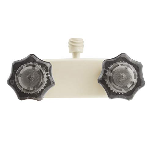 Dura Faucet (DF-SA100S-BQ RV Shower Faucet Valve Diverter with with Smoked Acrylic Knobs (Bisque Parchment)