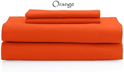 USA SHEETS Hotel Collection 4-PCs Bed Sheet Set Egyptian Cotton 600 Thread Count Sateen Solid 9" Inches Deep Pocket (Full Size, Orange)