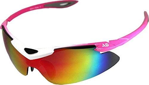 AD Sports Men's and Women's City Rider Goggles with REVO Lenses with AR Coating, UV Resistance and Frame with Donut EVA Case (Pink)