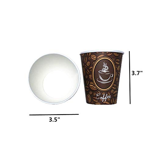 image for Tsyware 100 Pack Quality Disposable Paper Hot Coffee Cups, Perfect For