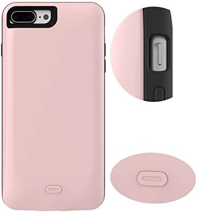 FILIWI iPhone7 Plus Battery Case-High capacity 7500mAh Half Pack Battery Backup External Charger Cases for iPhone 7 plus Silicon Case Charg Cell Phone Cover (Rose)