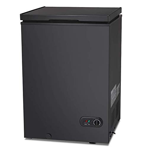 5.0 Cubic Feet Chest Freezer with Removable Storage Basket, Adjustable Temperature, Front