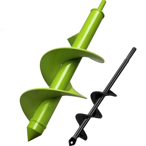 Garden Hole Digger Auger for Planting Bulbs Seedlings,Bulb Planting Auger,Heavy Duty Garden Spiral Auger Drill Bit,Thickened Shaft Planting Auger,Drill Planter Garden Bulb Planter Tools(8x30cm,4x22cm)