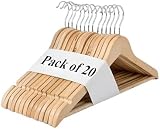 BARGAIN FACTORY Wooden Hangers 360 Rotatable Hook Round Bar Notches Pack of 20 view 7