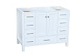 ARIEL Cambridge A043S-BC-WHT 42" Inch Single Solid Wood White Bathroom Vanity Base Cabinet with Two Soft-Closing Doors and Nine Self-Closing Drawers