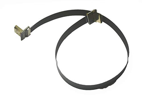 Permanent Flat Slim Thin Flex FPV Cable Cord Standard Male HDMI 90 Degree Angled to Standard Male HDMI 90 Degree for RED BMCC FS7 C300 Black (30CM)