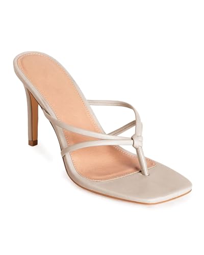 Coutgo Womens Heeled Sandals Strappy Square Toe Flip Flops Fashion Thong Slip on Stiletto Sandals at Amazon
