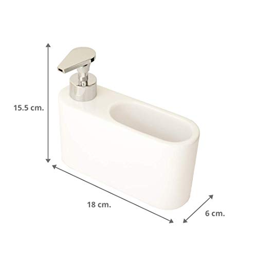 KOOK-TIME-Dispensador-de-Jabn-Liquido-de-Cermica-para-Cocina-con-Hueco-para-Estropajo-18-x-6-x-155-cm-Color-Blanco