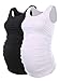 Liu & Qu Maternity Basic Tank Top Mama Clothes Neck Sleeveless Tops Women's Solid Side Ruching Vest (XL, BlackWhite)