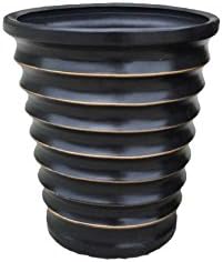 Full Depth Round Cylinder Pot Plant Pots Ceramic Flower Pot, Black, 8.3-Inch