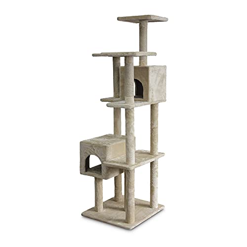 Amazon Basics Large Cat Condo Tree Tower with Dual Caves And Scratching