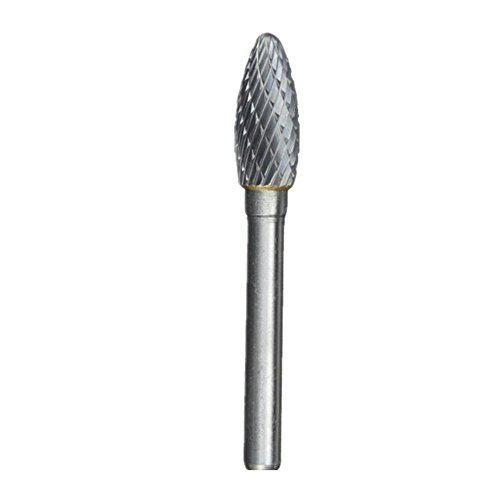 Carbide Burr KangTeer 10mm Dia 1/4" Shank Torch Shape Double Cut Tungsten Carbide Rotary File Cutting Burs Tool Rotary Drill Die Grinder Bits (10mm)