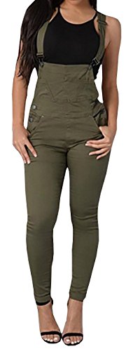 Baifern Women's Casual Bib Solid Overalls Long Jumpsuits