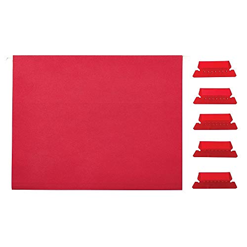 Tru Red 163535 Hanging File Folders 5Tab Letter Size Red 25/Box