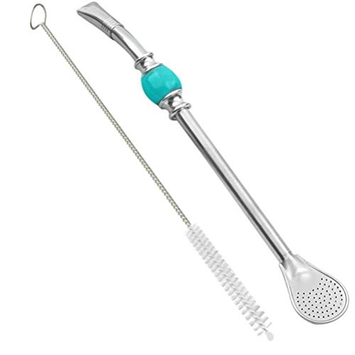 2pc Edelstahl Straw Argentinien Mate-Tee-Trinkhalme Löffel mit sauberen Pinseln Set Party Bar Zubehör – Bild 8