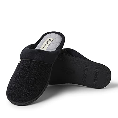 Dearfoams Women's Samantha Knit Closed Toe Scuff Slipper, Black