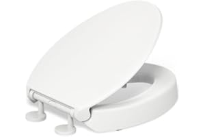 KOHLER 25875-0 Hyten 3" Height, Elevated Soft Close Elongated Toilet Seat, Contoured Seat with Grip-Tight Bumpers, Quick-Attach Hardware, No Slam Toilet Seat, White