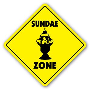 SUNDAE ZONE Sign Decal xing gift novelty ice cream parlour cone banana split