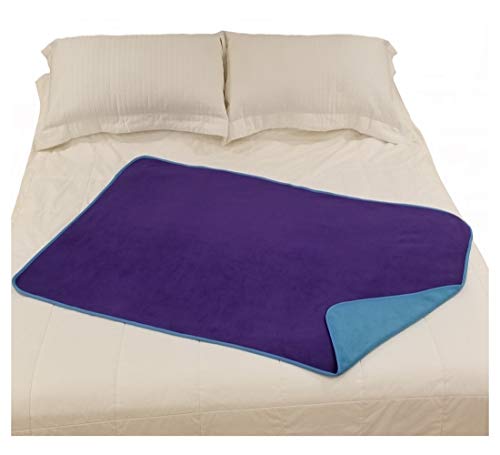 TOP Waterproof Blanket, Deluxe Bed and Furniture Protector for People and Pets, Reversible, Leak Proof Moisture Barrier, Soft Fleece (Purple Blue Reversible, MidSize 60x40)