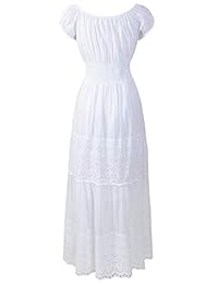 Renacimiento - Maxi vestido de encaje con ojales, estilo victoriano, estilo medieval, bohemio