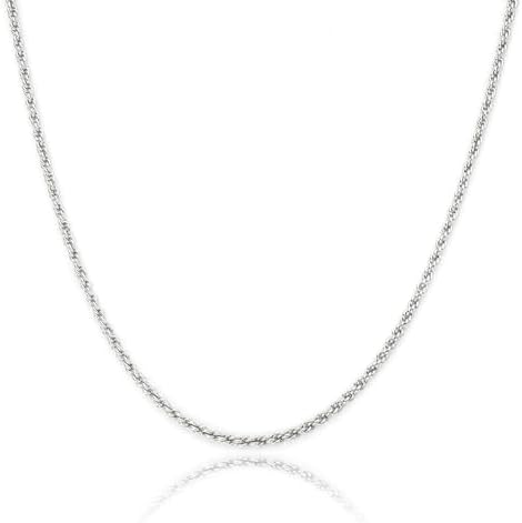 Waitsoul 925 Sterling Silver Rope Chain Lobster Clasp 2mm Gold