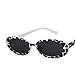 Haluoo Vintage Small Sunglasses Oval Slender Clout Goggles Bold Oval Retro Mod Kurt Cobain Sunglasses for Women Men (Zebra)thumb 1