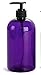 Baire Bottles 16 oz Empty Refillable Plastic Pump Bottles Dispenser 6 Pk PET BPA Free Refillable Containers Shampoo Lotion Oil Soap Waterproof Labels USA (Purple with Black Pump Floral Labels)