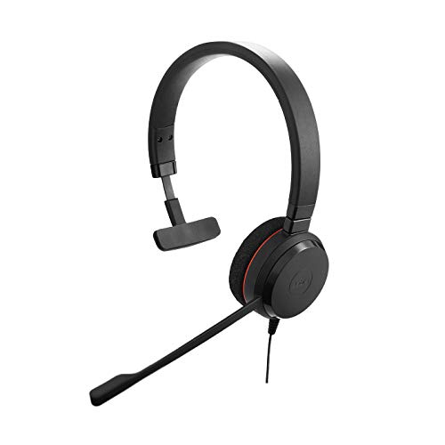 Jabra Evolve 20 Mono Headset mit mikrofon – Microsoft Teams zertifizierte Kopfhörer für VoIP Softphone mit passivem Noise-Cancelling – USB-A Kabel mit