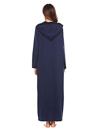 M-anxiu - Camisón largo de algodón con cremallera para mujer, tallas S-XXL