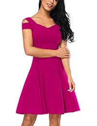 Vestido de dama con cuello en V y hombros descubiertos