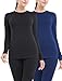 MANCYFIT Thermal Underwear for Women Long Johns Set Fleece Lined Ultra Soft 2 Pack Black/Blue Largethumb 1